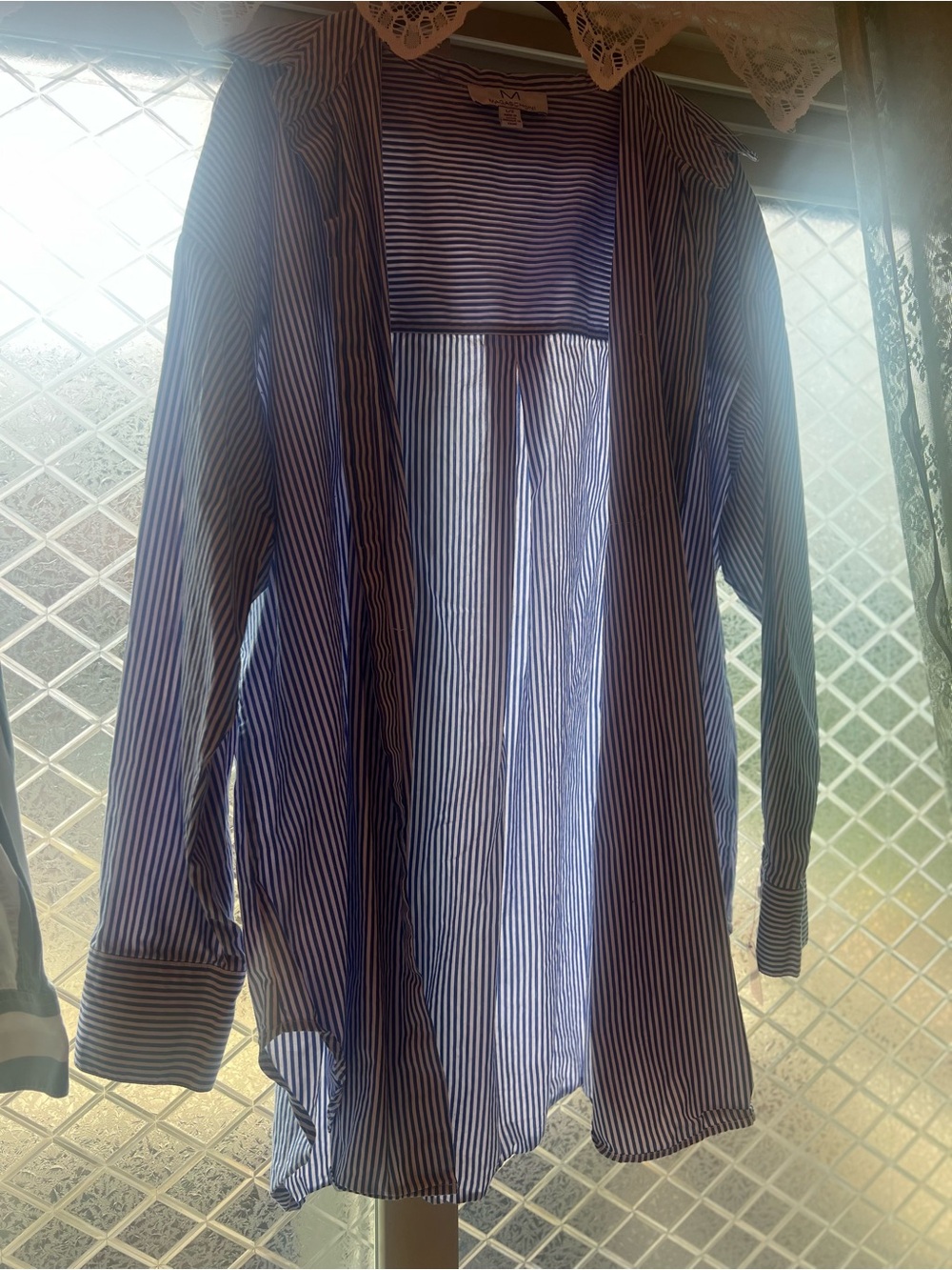 Magaschoni Navy and White Striped Shirt